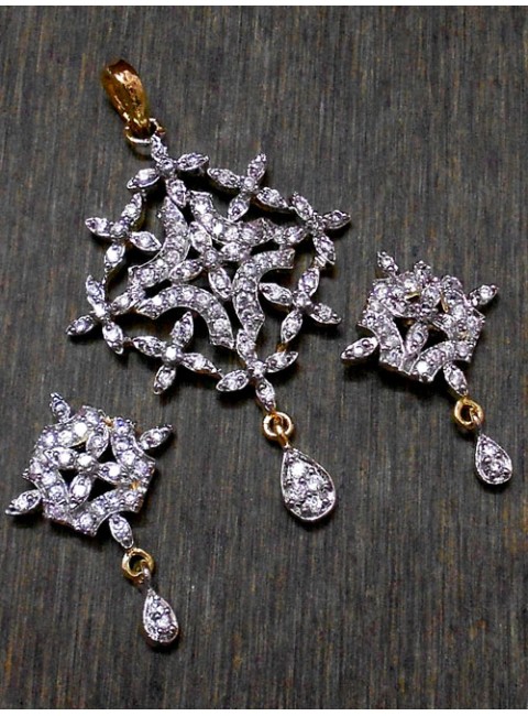 CZ Pendant With Earrings